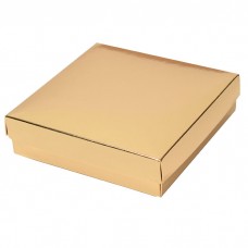 Sober æske og låg 125x125x32 mm guld (100-pak)