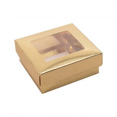 Sober æske og låg vindue 78x82x32 mm guld (100-pak)