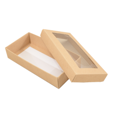 Sober æske og låg vindue 159x78x25 mm brun natur (100-pak)