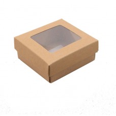 Sober-series box and lid window 78x82x32 mm natural brown (100-pack)