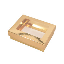Sober-series box and lid window 112x82x32 mm gold (100-pack)