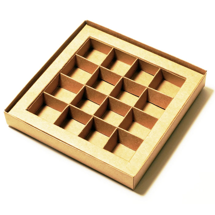 Praline insert with frame 160x160x19 mm natural brown (100 pcs)